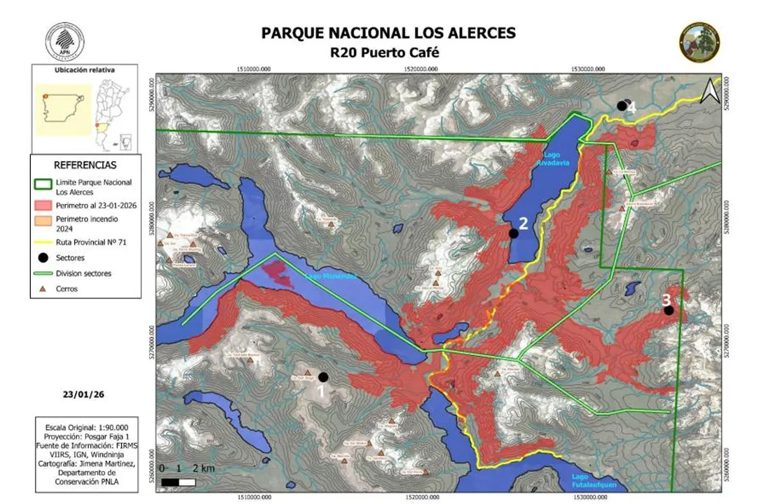 Mapa incendio los alerces