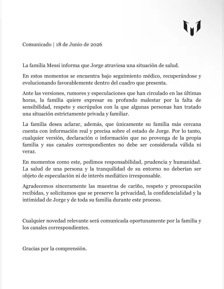 Comunicado Messi
