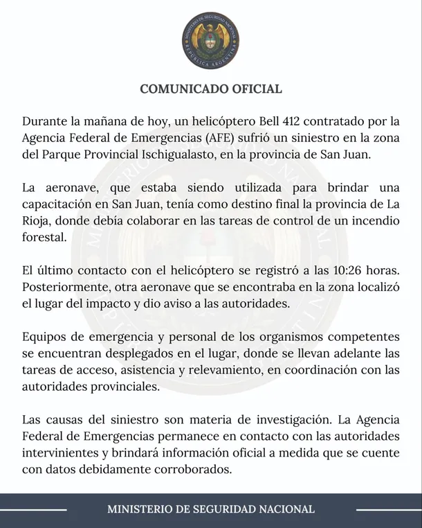comunicado accidente