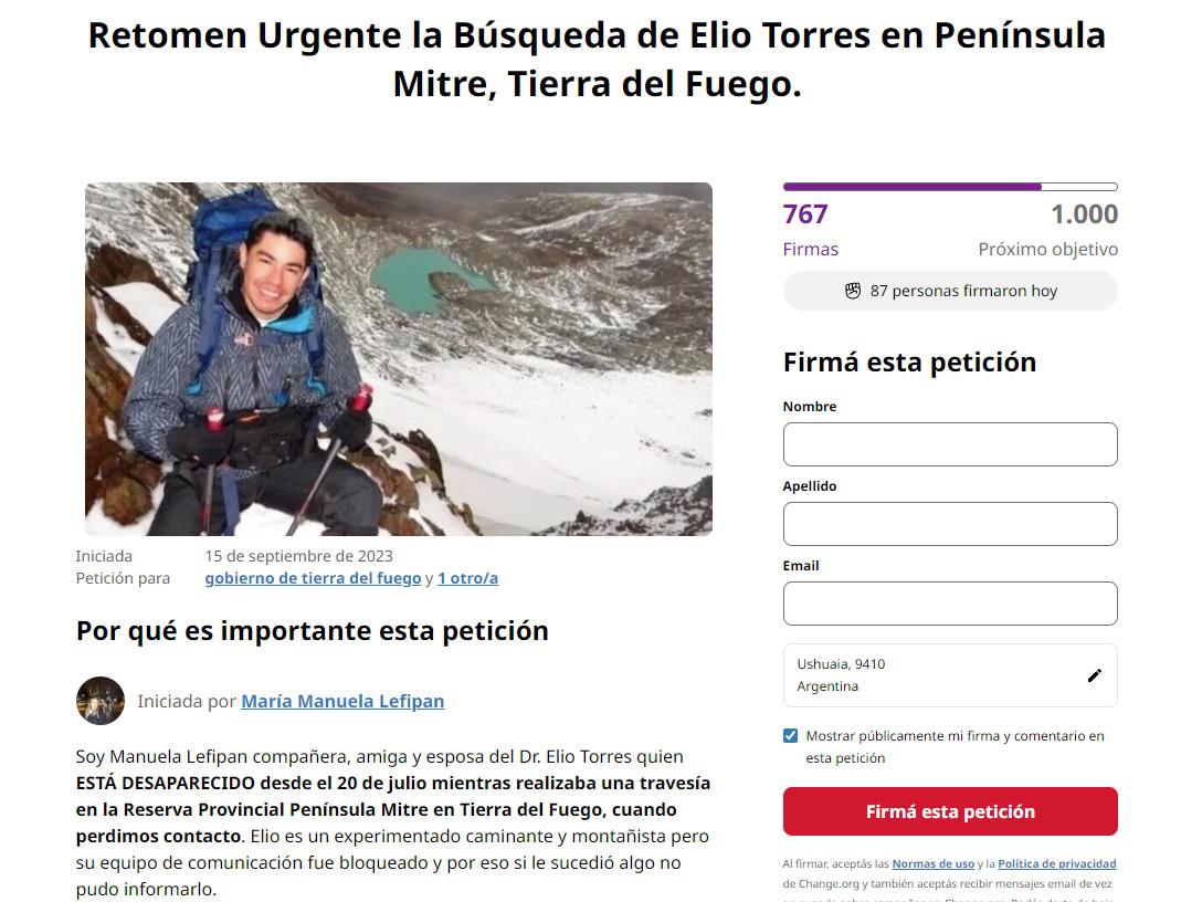 Juntan firmas para que el Gobierno retome la búsqueda de Elio Torres